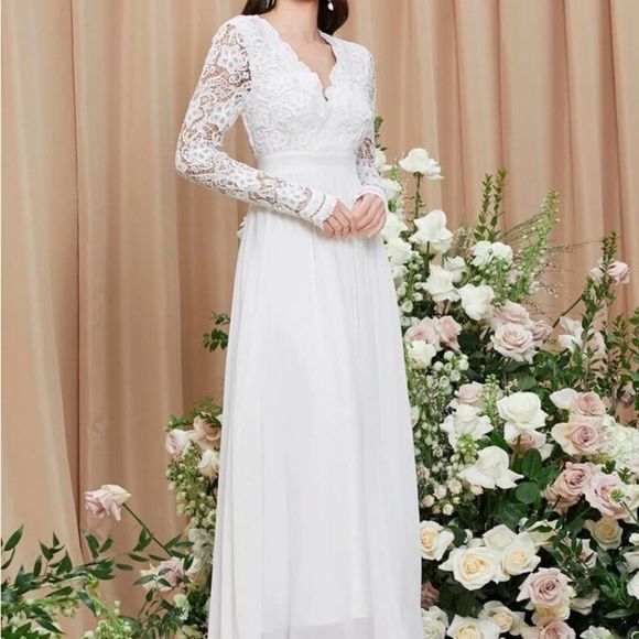 Lulus Awaken My Love White Long Sleeves lace maxi Dress size XL - Picture 13 of 14